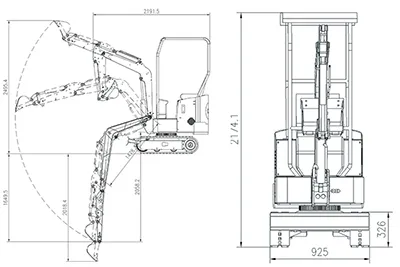 Mini escavadeira sobre esteiras KV12/12Plus